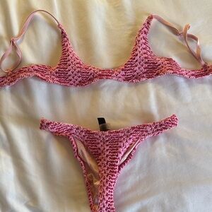 Triangl Swimwear Pink Crochet Bikini